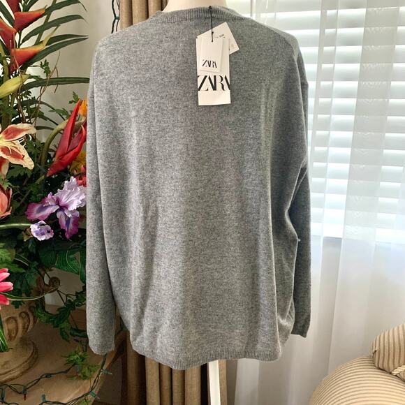 Zara MULTI-POSITIONAL WOOL BLEND KNIT SWEATER in Gray - Picture 6 of 9